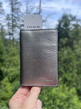 COACH Card Holder Wallet Unisex Silver Leather NWT CP200 AUTHENTIC